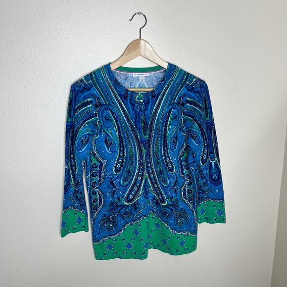 Isaac Mizrahi Live Blue Green Cardigan Small - Picture 1 of 11